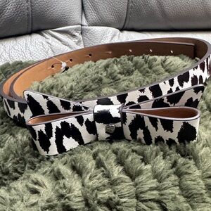 Kate Spade Black and White Patterned Bow Belt, Size L